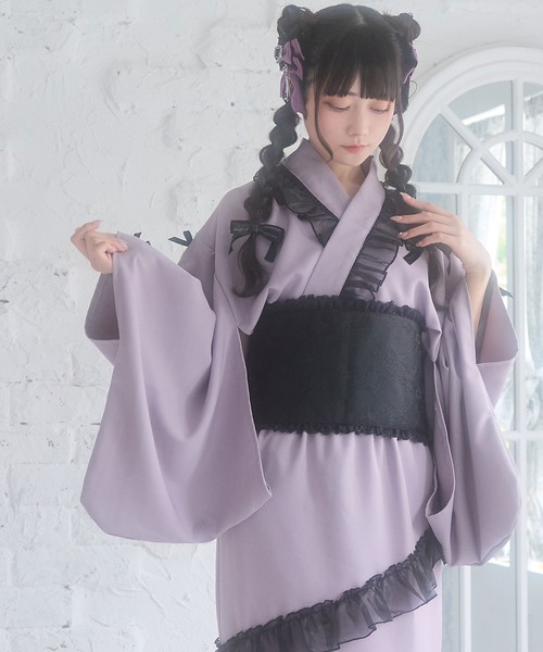 フリルレース 【簡単浴衣＋帯付き 】セット フリルレース 【簡単浴衣＋帯付き 】セット