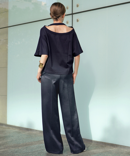 EVERYDAY I LIKE. スラックス パンツ *ミニマルサテンパンツ