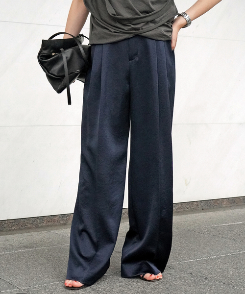 EVERYDAY I LIKE. スラックス パンツ *ミニマルサテンパンツ