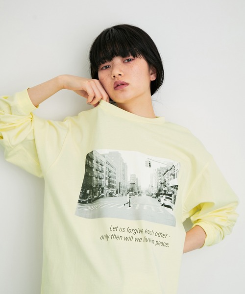 「ADAM ET ROPE'」 長袖カットソー FREE イエロー レディース