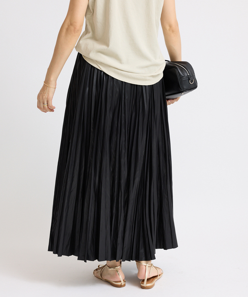 IENA（イエナ） スカート レザーライクサテンプリーツスカート