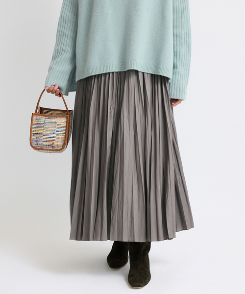 IENA（イエナ） スカート レザーライクサテンプリーツスカート