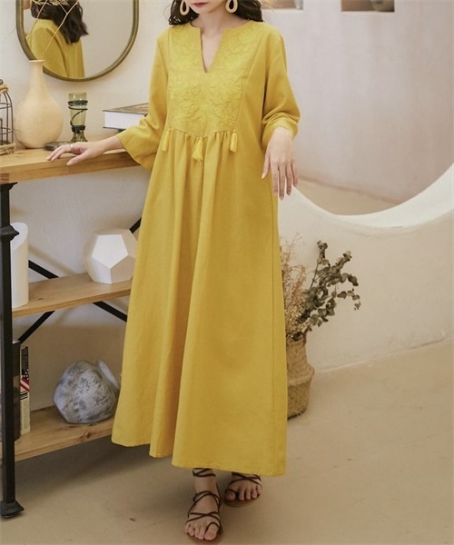 「FREE STYLISTS」 7分袖ワンピース FREE アイボリー レディース_画像7