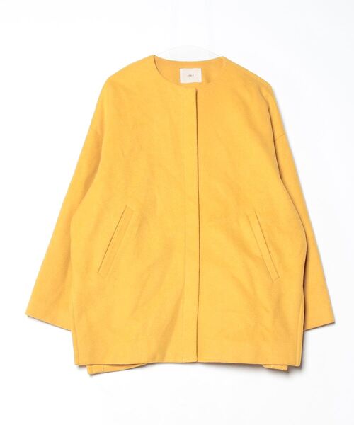 美品 IENA イエナ 22AW ラムウール ノーカラーコート イエロー 38 美品✨IENA イエナ ラムウール ノーカラーコート 38 レモンイエロー