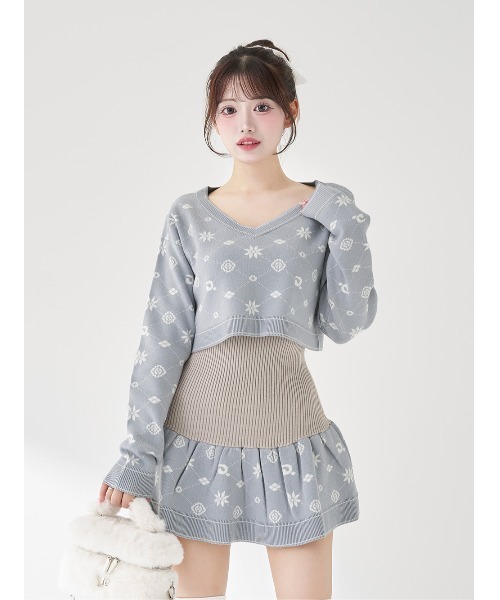 Darich アンサンブルスノーロゴニットミニワンピース Darich（ダーリッチ） ワンピース アンサンブルスノーロゴニットミニ