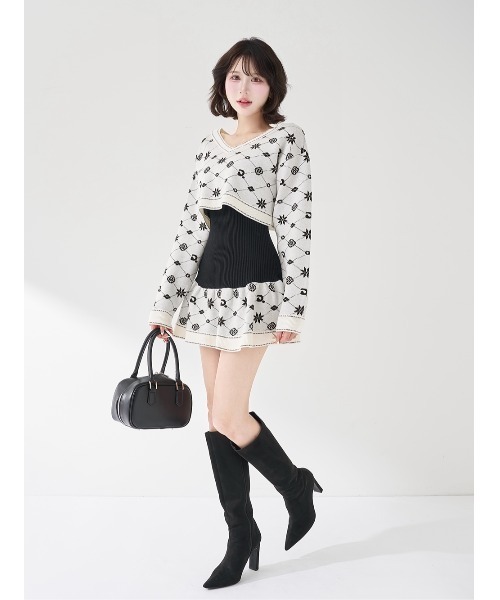 Darich アンサンブルスノーロゴニットミニワンピース Darich（ダーリッチ） ワンピース アンサンブルスノーロゴニットミニ