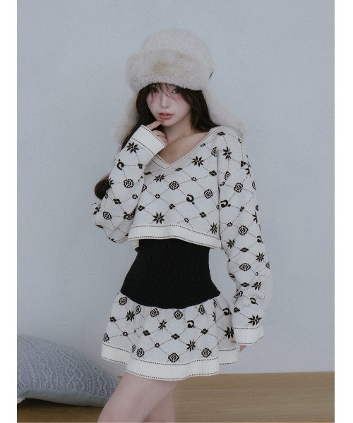 Darich（ダーリッチ） ワンピース アンサンブルスノーロゴニットミニ