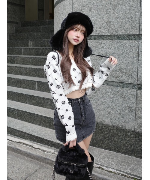 Darich アンサンブルスノーロゴニットミニワンピース　WHT アンサンブルスノーロゴニットミニワンピース – Darich (ダーリッチ)