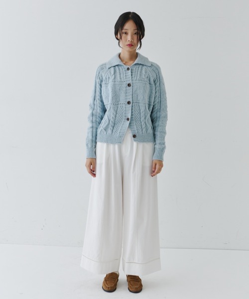 NUJOH ニット セーター Chunky Cable Knit Short Cardigan / チャン