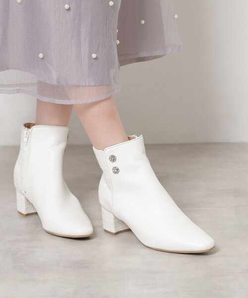 ESPERANZA（エスペランサ） ブーツ ビジュー付きツイードショート