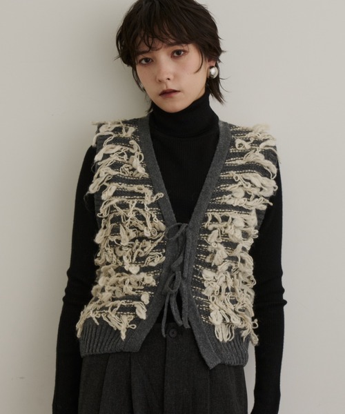 専用【SOEJU】　ウール混ニットジレ　ニットロングベスト　F ウール混ニットジレ - SOÉJU online store｜上質な大人の女性のための