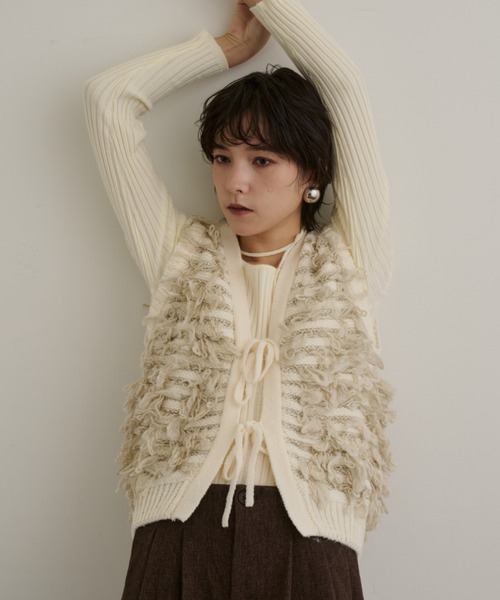 DFFUR. ベスト ジレ ウール混ループニットベスト レディース