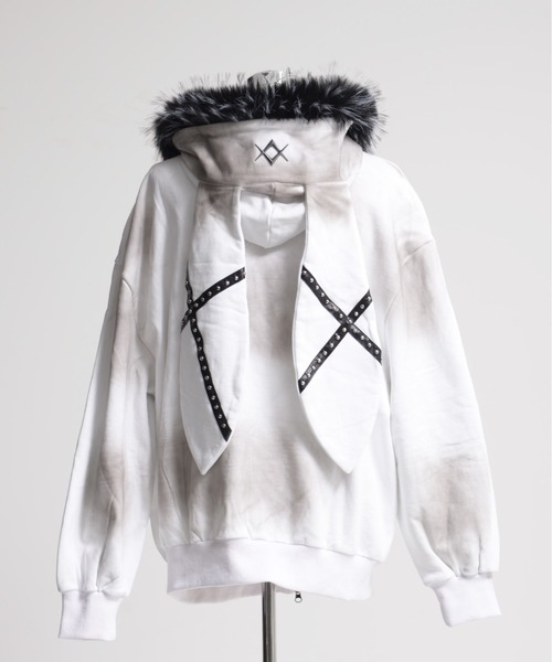 レフレム うさ耳ファージップアップパーカー グレー REFLEM（レフレム） パーカー 「REFLEM/レフレム」ファー付きうさ耳ZIP