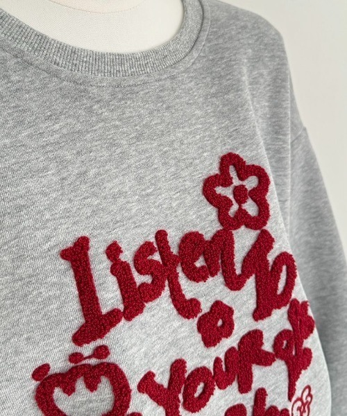 DIAVEL トレーナー スウェット もこもこ立体刺繍スウェット /Listen to