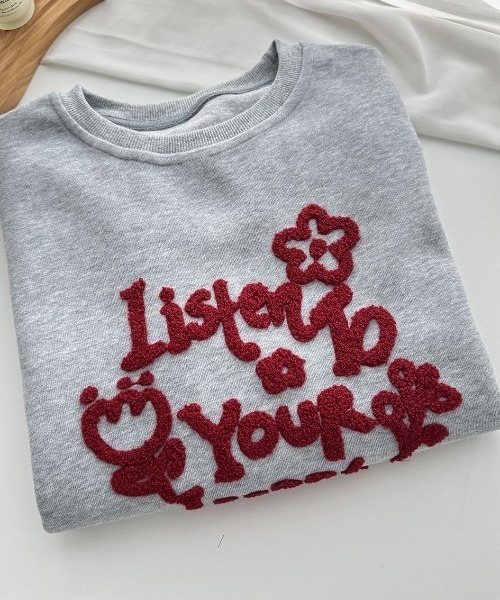 DIAVEL トレーナー スウェット もこもこ立体刺繍スウェット /Listen to
