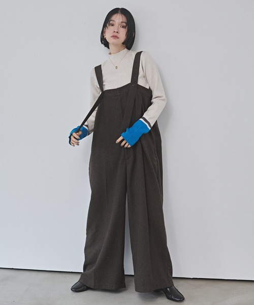 M*m様 ENFOLD グレー サロペット オーバーオールウール混紡 エンフォルド サロペット LONG-STRAP OVERALLS グレー 36｜Yahoo