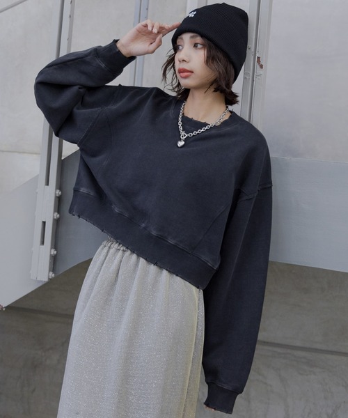 「PAGEBOY」 スウェットカットソー FREE チャコールグレー レディース_画像2