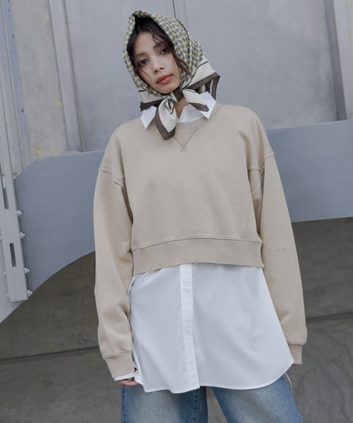 「PAGEBOY」 スウェットカットソー FREE チャコールグレー レディース_画像4