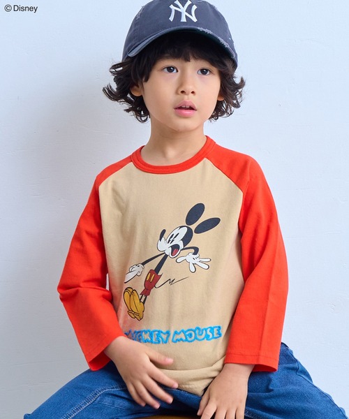 Disney（ディズニー） tシャツ 「Disney」ミッキーマウス/ラグランロン