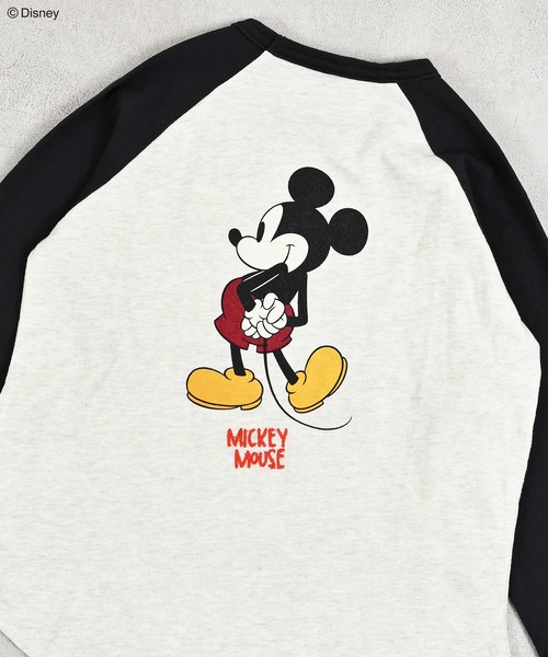 Disney（ディズニー） tシャツ 「Disney」ミッキーマウス/ラグランロン