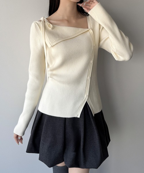 「mipiarl」 長袖ニット MEDIUM アイボリー レディース_画像6