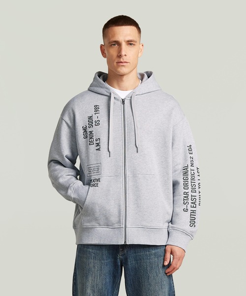G-STAR RAW トレーナー スウェット Stencil Relaxed Hoodie Zip 
