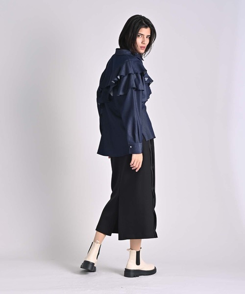 RAW FUDGE（ローファッジ） ブラウス シャツ アシメフリルデニムシャツ