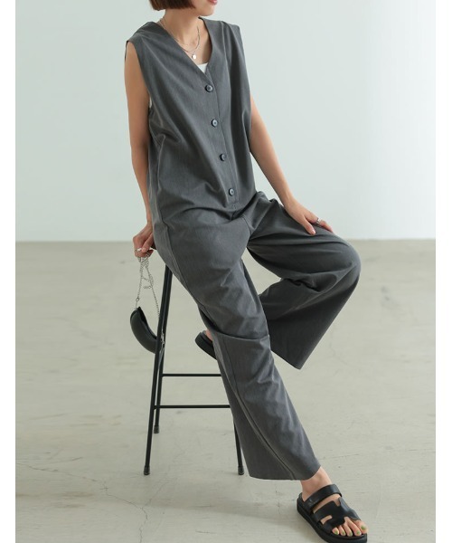 「Re:EDIT」 オールインワン SHORT グレー レディース_画像6