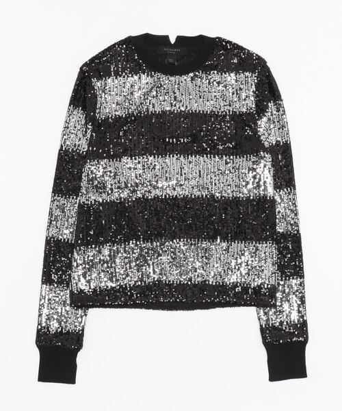 「ALLSAINTS」 長袖カットソー X-SMALL ブラック×シルバー レディース_画像3