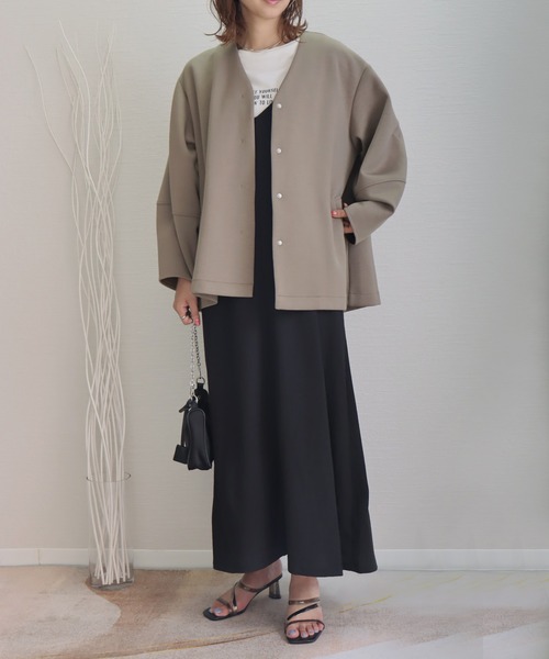 「libelle more」 ブルゾン M グレイッシュベージュ レディース_画像3