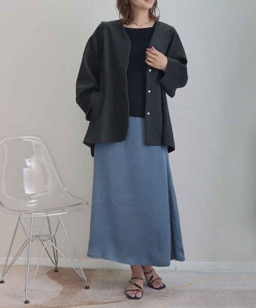 「libelle more」 ブルゾン M グレイッシュベージュ レディース_画像6