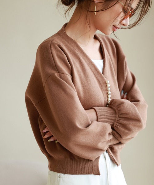 「SAISON DE PAPILLON」 ニットカーディガン M アイボリー レディース_画像3