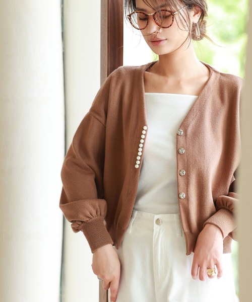 「SAISON DE PAPILLON」 ニットカーディガン M アイボリー レディース_画像8