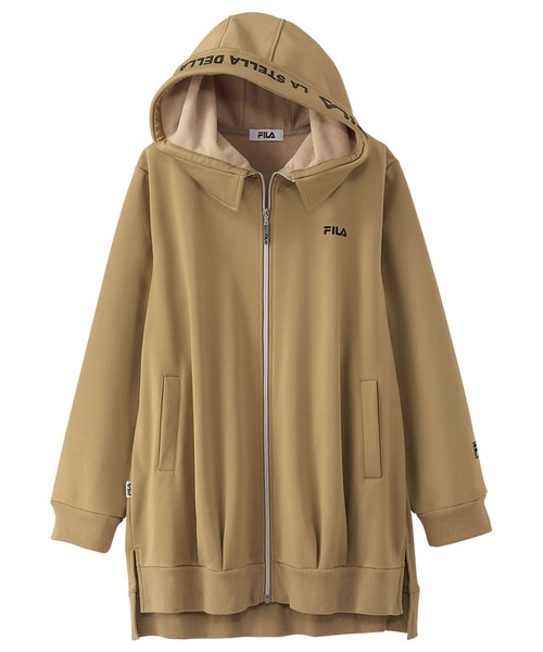 「FILA」 ジップアップパーカー LARGE カーキ レディース_画像2