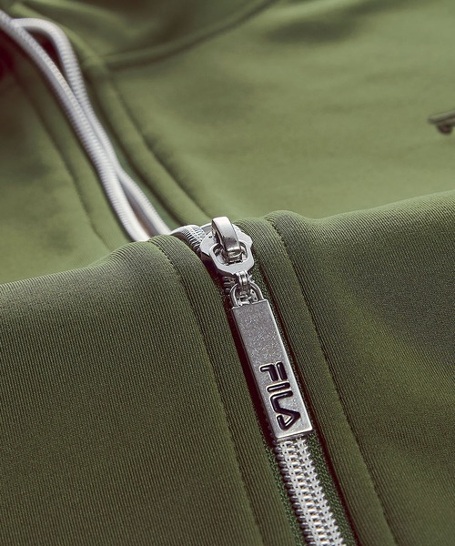 「FILA」 ジップアップパーカー LARGE カーキ レディース_画像9