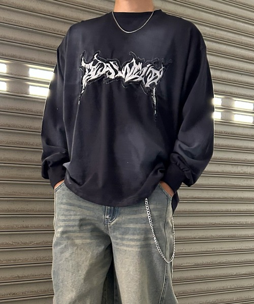 NYLAUS（ナイラス） tシャツ 「NYS」2026新作 グランジデザイン