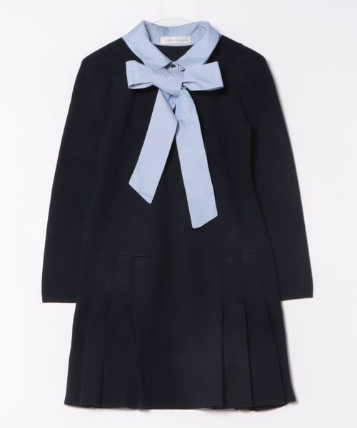 「31 Sons de mode」 ニットワンピース フリ- ネイビー レディース_画像2