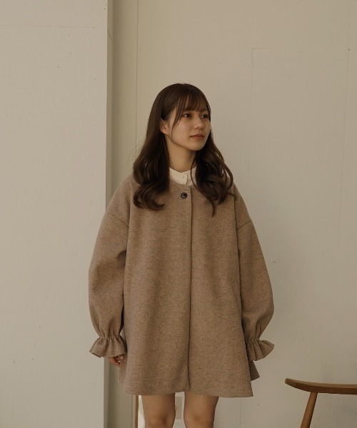 「moi tytto」 ノーカラーコート FREE モカ レディース_画像2
