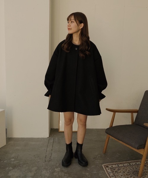 「moi tytto」 ノーカラーコート FREE モカ レディース_画像5