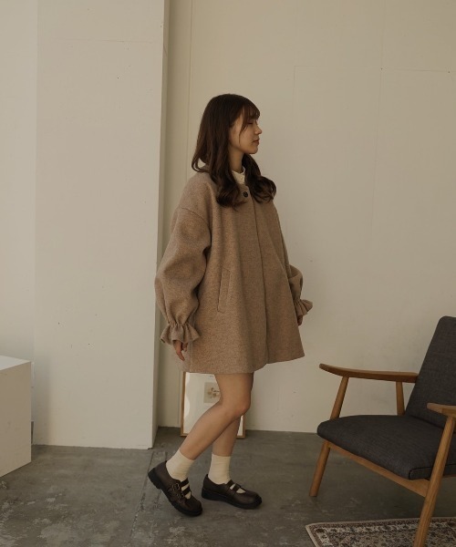 「moi tytto」 ノーカラーコート FREE モカ レディース_画像7