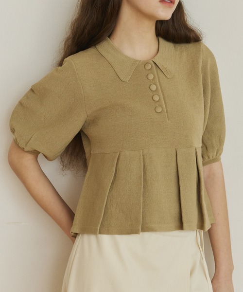 OLUN ニット セーター peplum knit tops/ペプラムニットトップス