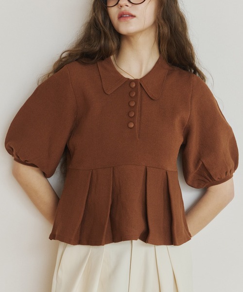 OLUN ニット セーター peplum knit tops/ペプラムニットトップス