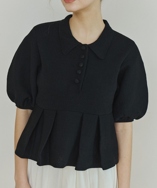 OLUN ニット セーター peplum knit tops/ペプラムニットトップス