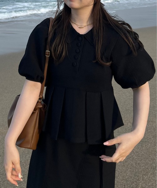 OLUN ニット セーター peplum knit tops/ペプラムニットトップス