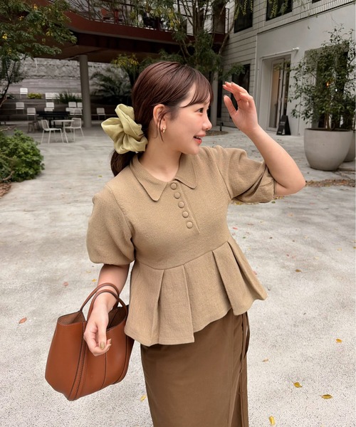 OLUN ニット セーター peplum knit tops/ペプラムニットトップス