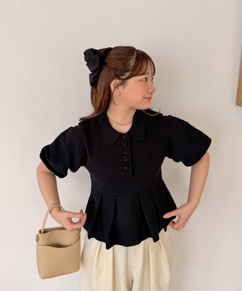 OLUN ニット セーター peplum knit tops/ペプラムニットトップス