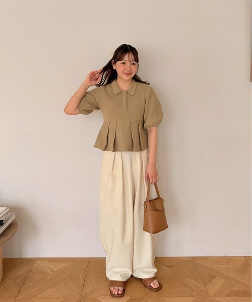 OLUN ニット セーター peplum knit tops/ペプラムニットトップス
