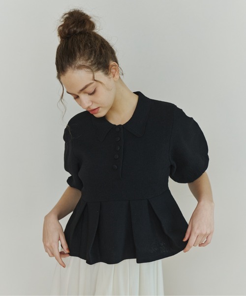 OLUN ニット セーター peplum knit tops/ペプラムニットトップス