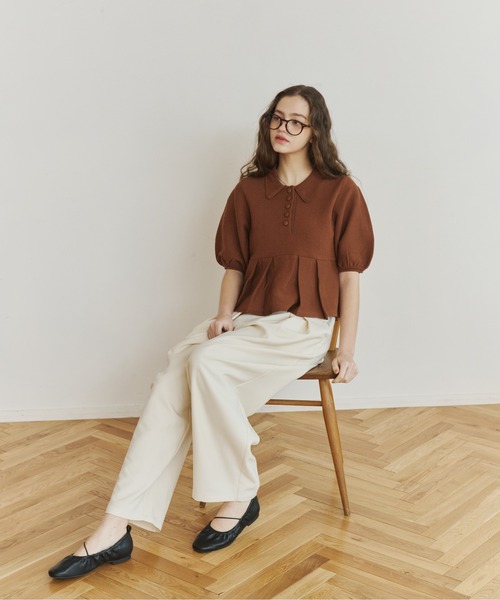 OLUN peplum knit tops/ペプラムニットトップス OLUN ニット セーター peplum knit tops/ペプラムニットトップス