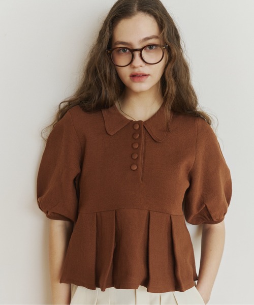 OLUN ニット セーター peplum knit tops/ペプラムニットトップス